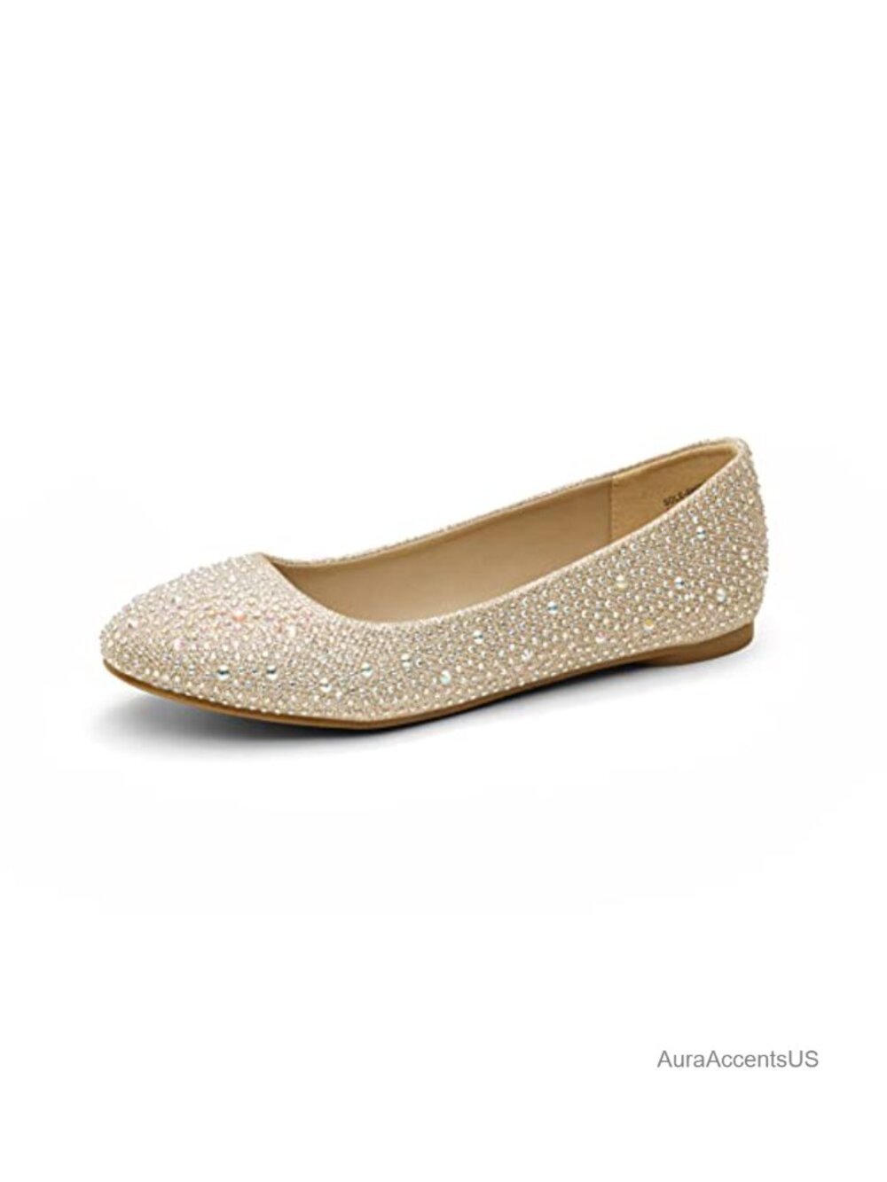 Rhinestone Ballet Flats Round Toe Slip-On Dressy Comfortable Wedding Formal